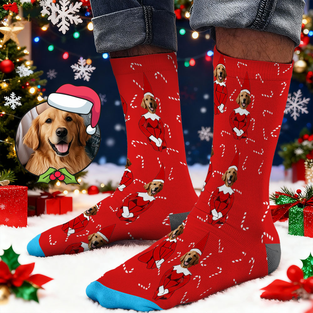 Chaussettes Personnalisées Avec Imprimé Visage, Coffret Cadeau De Noël Lumineux, Designs Personnalisés, Meilleure Idée Cadeau Pour Le Père Noël - MaPhotochaussetteFr