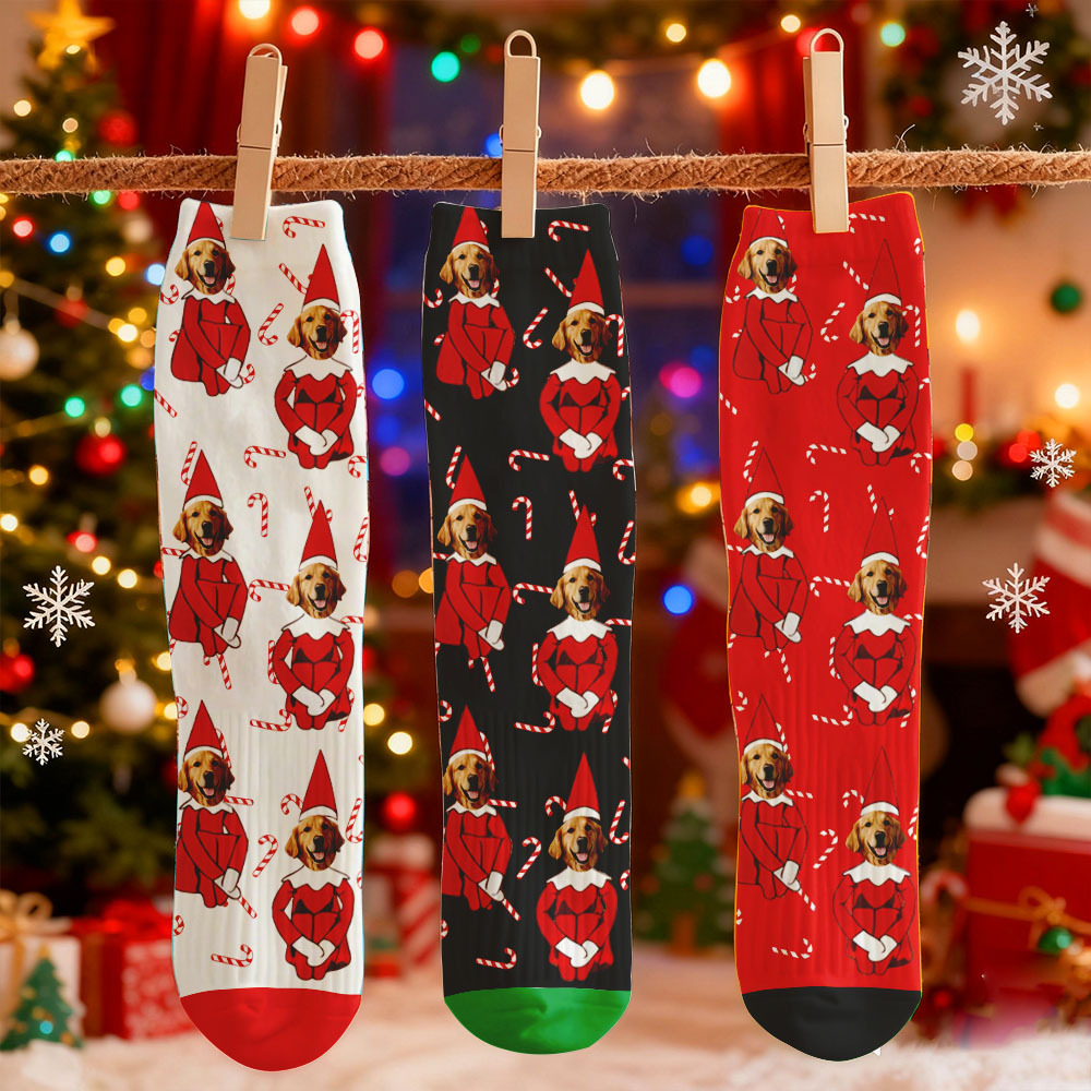 Chaussettes Personnalisées Avec Imprimé Visage, Coffret Cadeau De Noël Lumineux, Designs Personnalisés, Meilleure Idée Cadeau Pour Le Père Noël - MaPhotochaussetteFr