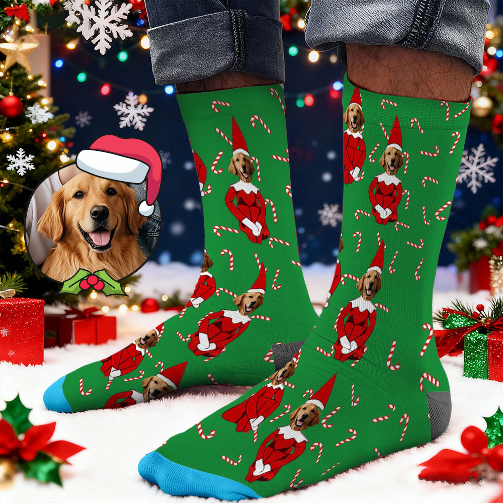 Chaussettes Personnalisées Avec Imprimé Visage, Coffret Cadeau De Noël Lumineux, Designs Personnalisés, Meilleure Idée Cadeau Pour Le Père Noël - MaPhotochaussetteFr
