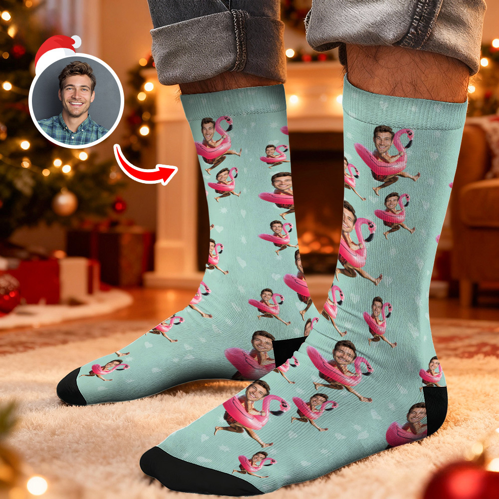 Chaussettes De Noël Personnalisées Avec Des Visages Amusants - Cadeau - MaPhotochaussetteFr