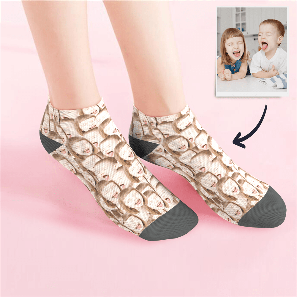 Cheville Coupe Basse Personnalisée Visage Mash Chaussettes Drôles