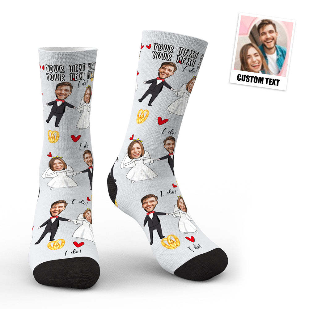 Aperçu 3d Chaussettes De Visage Personnalisées Chaussettes De Robe De Mariée -