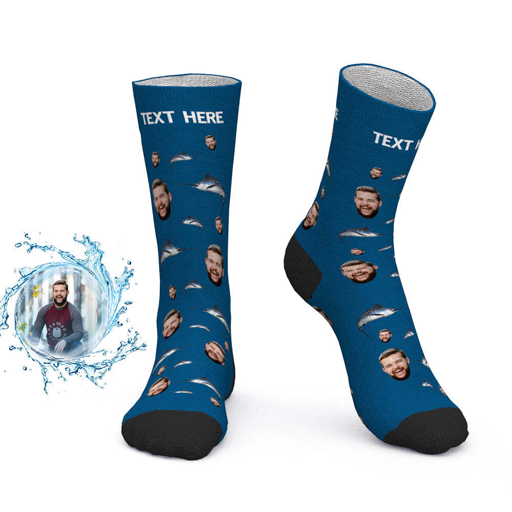 Chaussettes Visage Personnalisées Marlin Fish Photo -