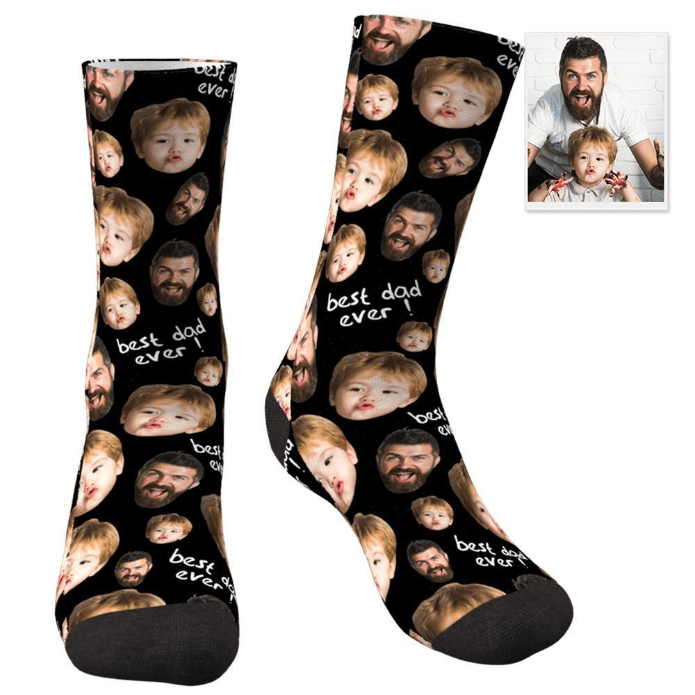 Chaussettes Visage Personnalisées Au Meilleur Papa Aperçu 3D