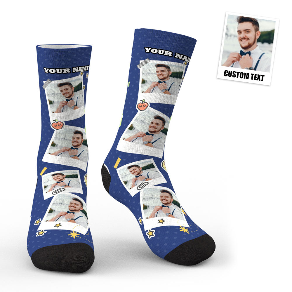 Prévisualisation 3d Chaussettes Photo Personnalisées Avec Marque De Note Collante Personnalisée