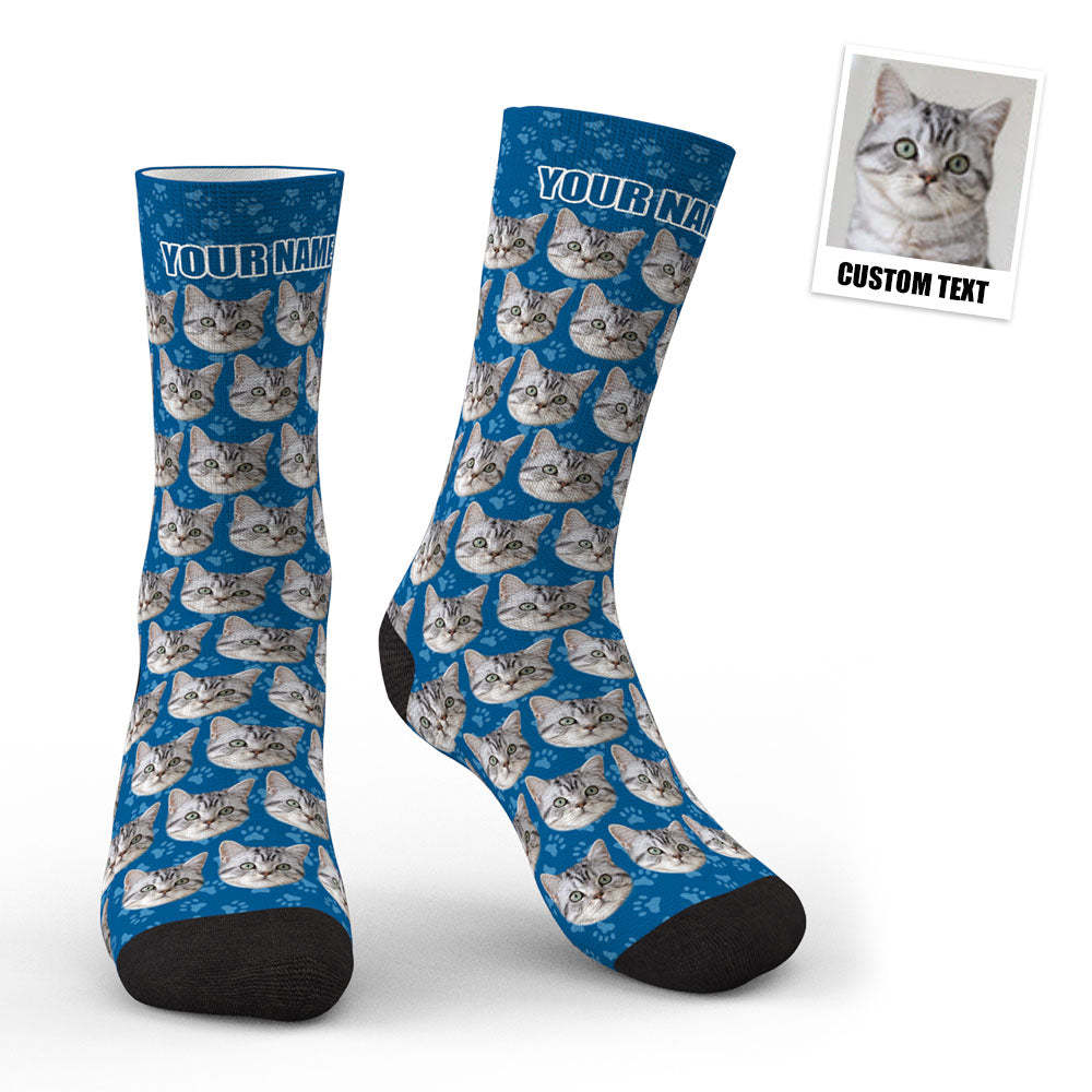 Aperçu 3d Chaussettes Visage Personnalisées Chat -