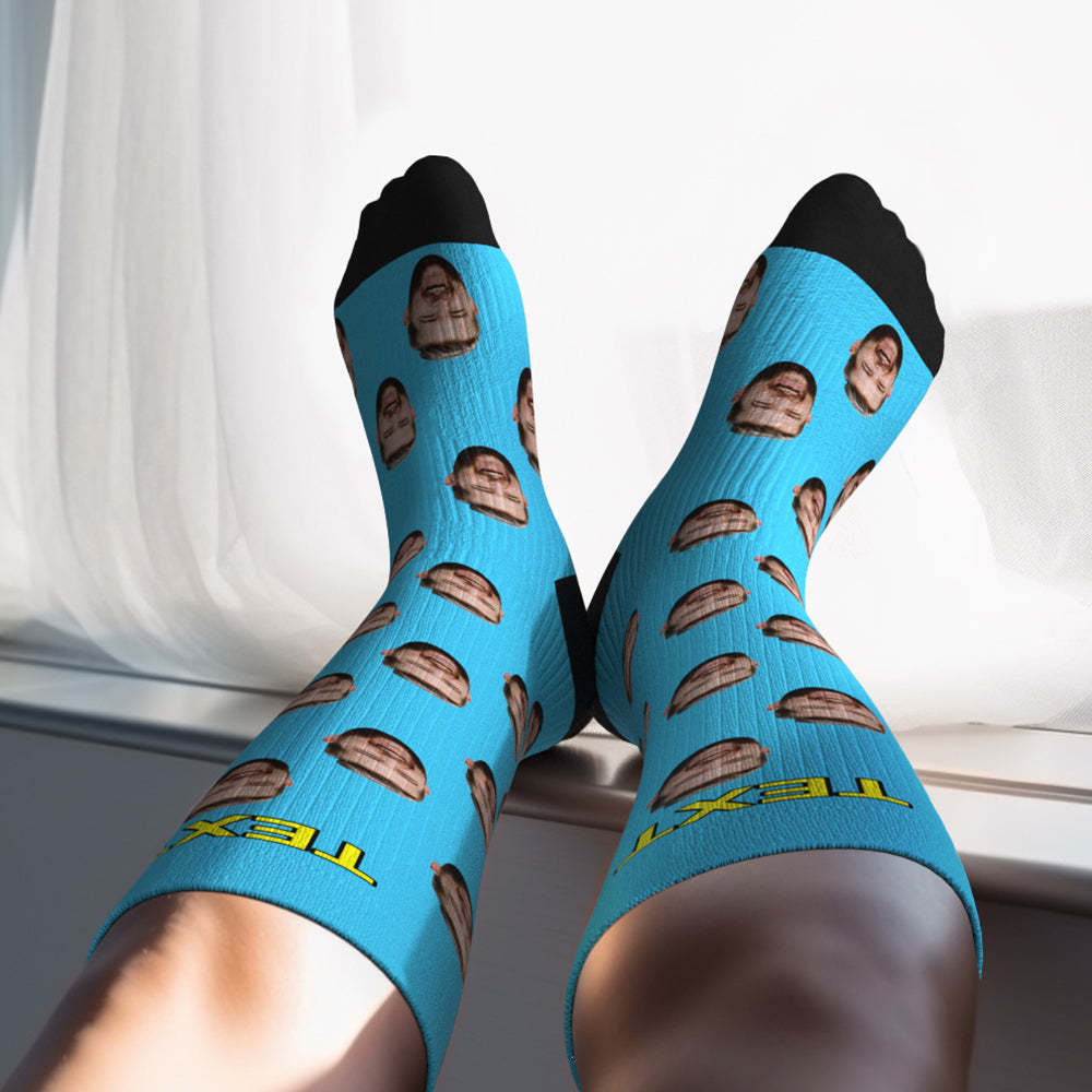 Chaussettes De Compression Respirantes Personnalisées, Hauteur Des Genoux, Mise À Niveau Pour La Fête Des Pères, Aperçu En Ligne, Ajouter Une Image Et Un Nom Colorés - MaPhotochaussetteFr