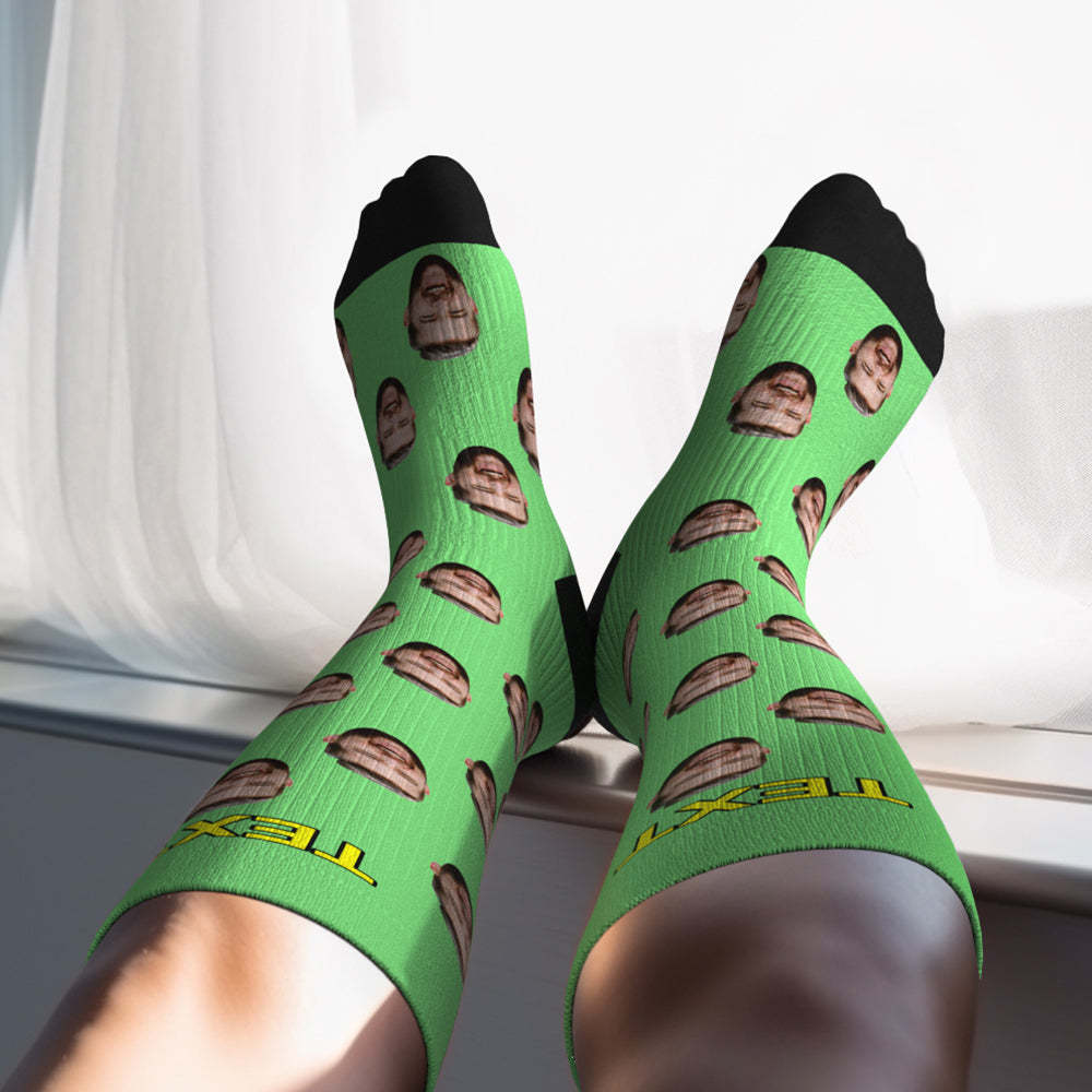 Chaussettes De Compression Respirantes Personnalisées, Hauteur Des Genoux, Mise À Niveau Pour La Fête Des Pères, Aperçu En Ligne, Ajouter Une Image Et Un Nom Colorés - MaPhotochaussetteFr