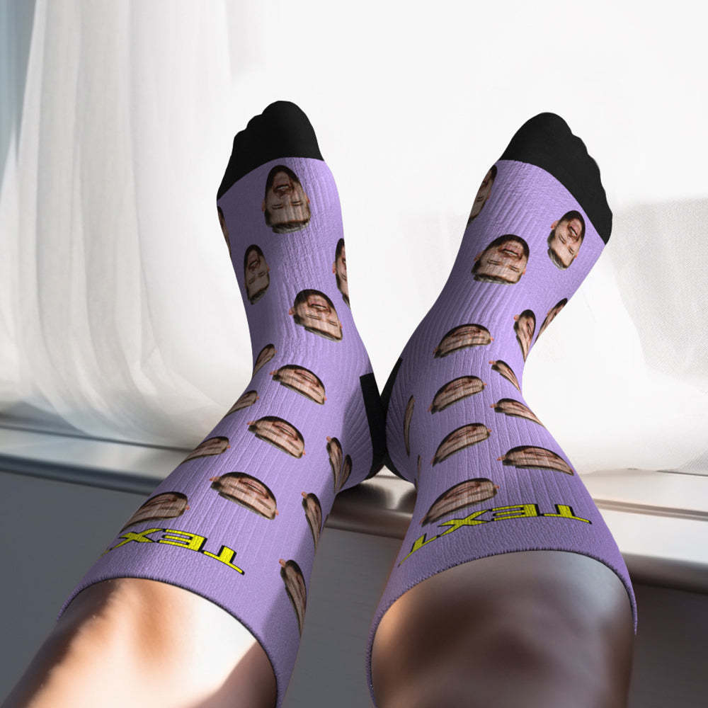 Chaussettes De Compression Respirantes Personnalisées, Hauteur Des Genoux, Mise À Niveau Pour La Fête Des Pères, Aperçu En Ligne, Ajouter Une Image Et Un Nom Colorés - MaPhotochaussetteFr