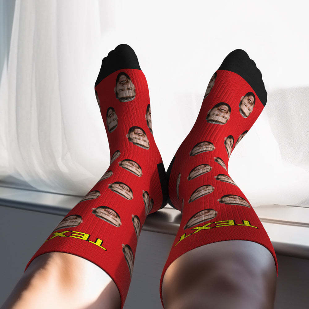Chaussettes De Compression Respirantes Personnalisées, Hauteur Des Genoux, Mise À Niveau Pour La Fête Des Pères, Aperçu En Ligne, Ajouter Une Image Et Un Nom Colorés - MaPhotochaussetteFr