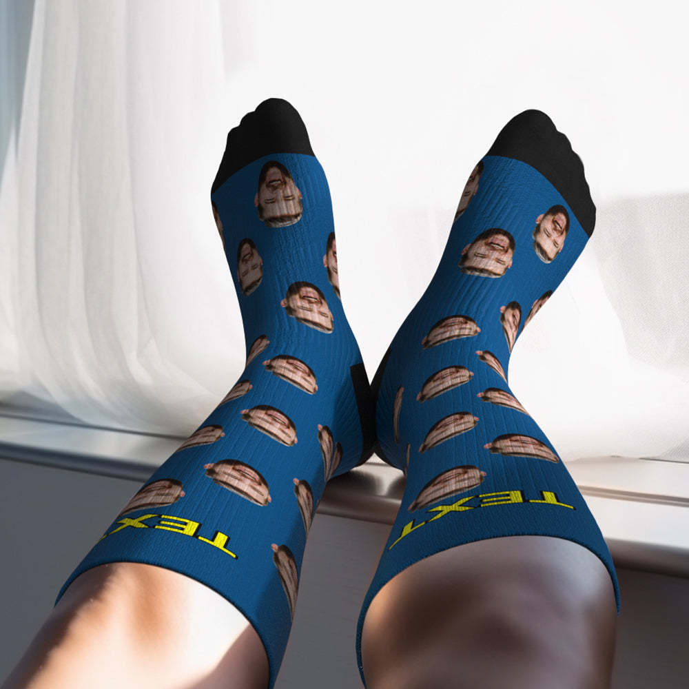 Chaussettes De Compression Respirantes Personnalisées, Hauteur Des Genoux, Mise À Niveau Pour La Fête Des Pères, Aperçu En Ligne, Ajouter Une Image Et Un Nom Colorés - MaPhotochaussetteFr