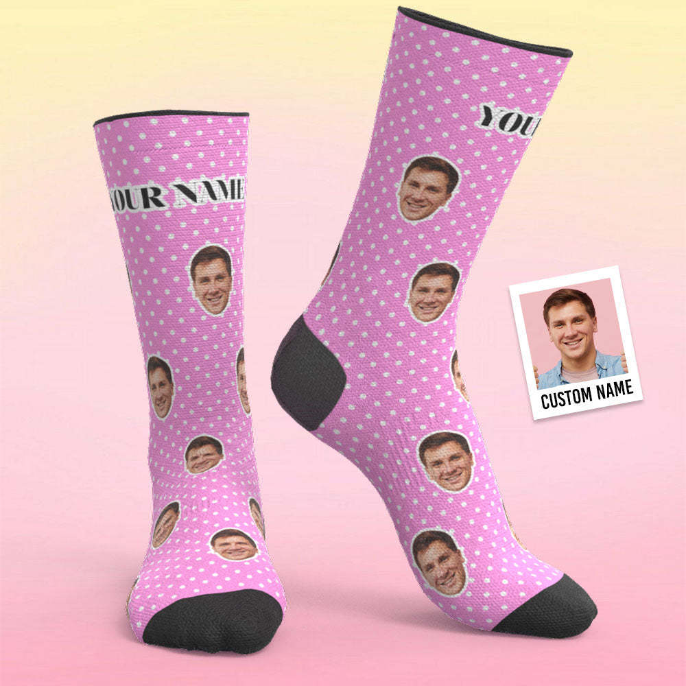 Chaussettes Respirantes Personnalisées Pour Le Visage, Chaussettes À Taches Roses -