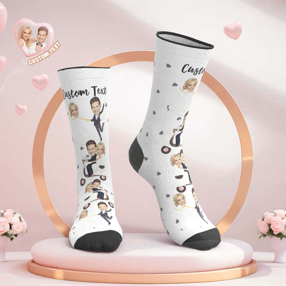 Chaussettes De Mariage Avec Visage Personnalisé Amour Couple Love Socks I Do -