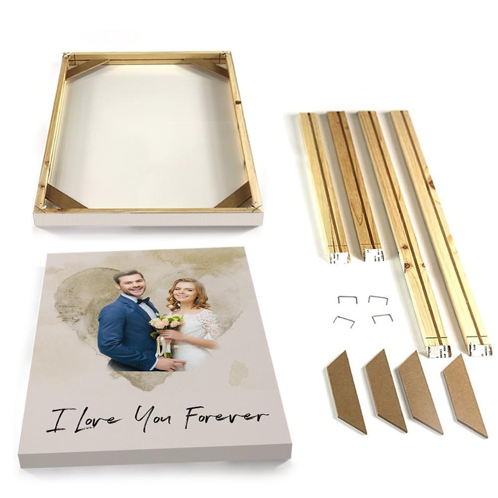 Peinture À L'huile D'aquarelle De Photo D'art Mural Personnalisé Avec Cadre De Bricolage Cadeau D'anniversaire De Mariage - MaPhotochaussetteFr