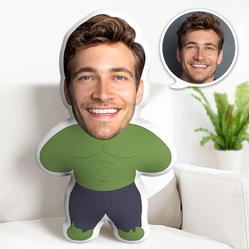 Cadeaux Personnalisés D'oreiller De Photo De Hulk De Poupées De Visage Pour Des Enfants - MaPhotochaussetteFr