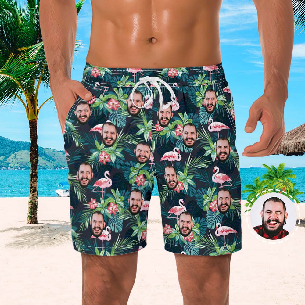Caleçon De Plage Personnalisé Pour Homme Short Flamant Rose