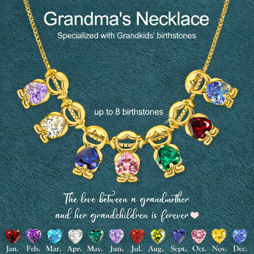 Collier Personnalisé Pour Enfant En Forme De Cœur Avec Pierre De Naissance, Cadeau Pour Maman Et Grand-mère - MaPhotochaussetteFr