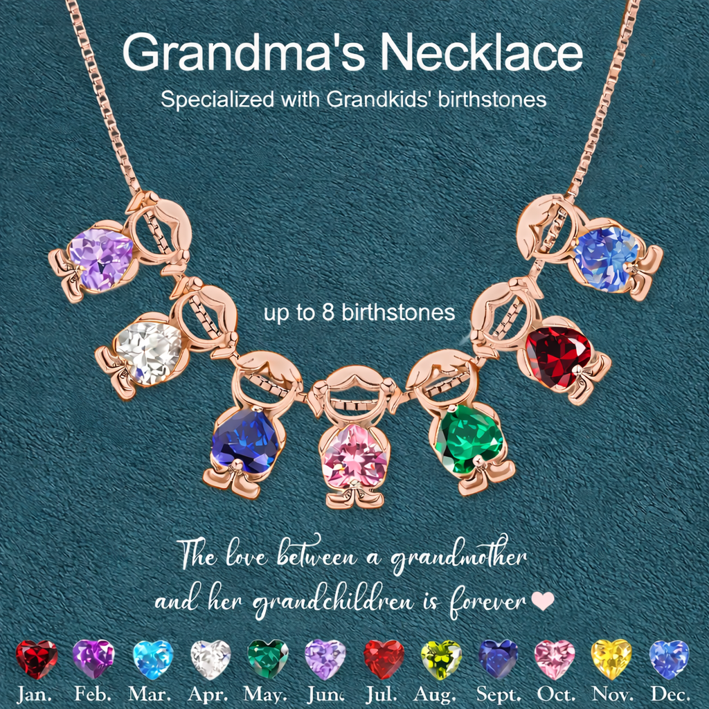 Collier Personnalisé Pour Enfant En Forme De Cœur Avec Pierre De Naissance, Cadeau Pour Maman Et Grand-mère - MaPhotochaussetteFr