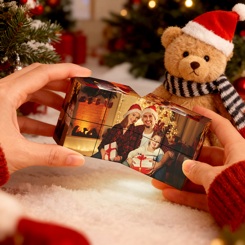Cube Rubik Personnalisé Avec Photo, Cube Photo Infini Et Dessin Animé, Cube Photo Pliable Pour Couple, Cadeau Idéal Pour Noël - MaPhotochaussetteFr