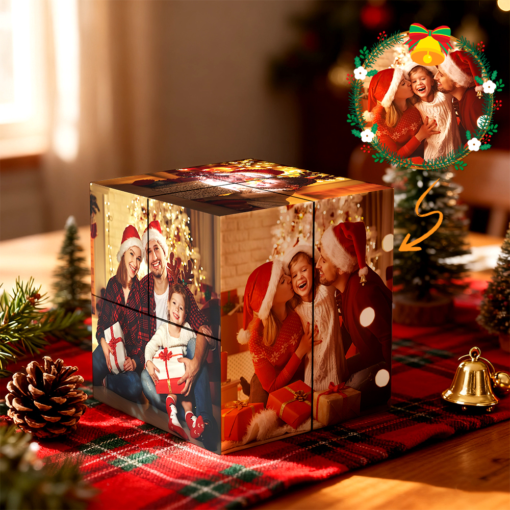 Cube Rubik Personnalisé Avec Photo, Cube Photo Infini Et Dessin Animé, Cube Photo Pliable Pour Couple, Cadeau Idéal Pour Noël - MaPhotochaussetteFr