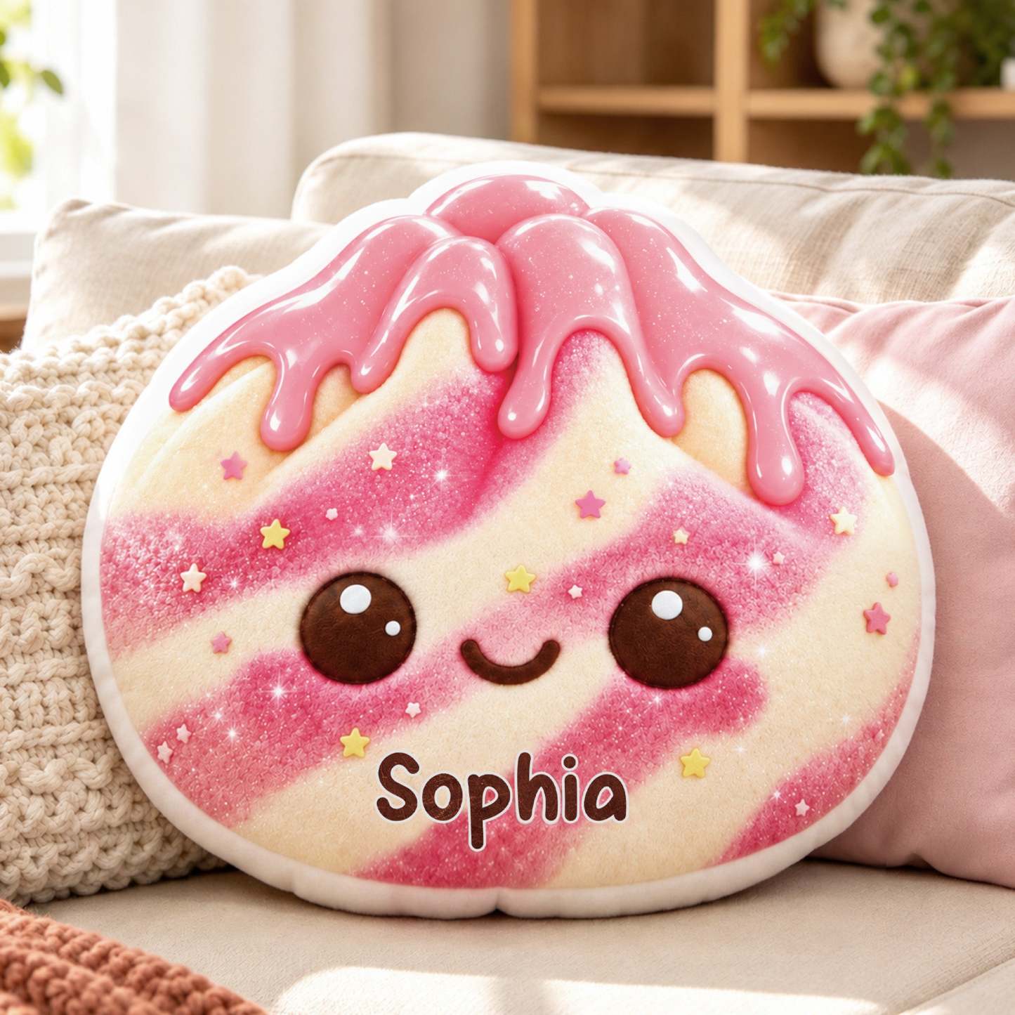 Oreiller Personnalisé En Forme D’arc-en-ciel, Personnage Souriant Mignon Embrassé Par Un Enfant, Cadeau Unique Pour Les Enfants - MaPhotochaussetteFr