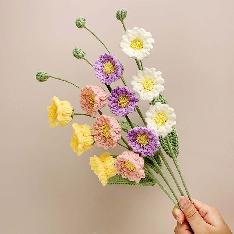 Fleur D'orchidée De Cloche Au Crochet Cadeau De Fleur Tricoté À La Main Pour Les Amoureux -