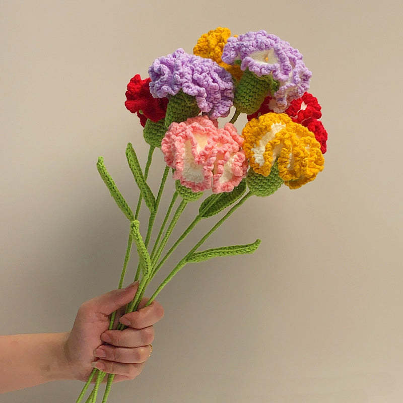 Cadeau De Fleur Tricoté À La Main De Fleur De Crochet D'oeillet Pour L'amant -