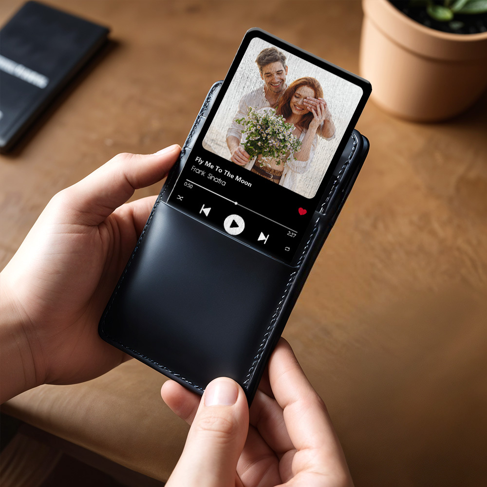Carte Portefeuille En Métal De Chanson Préférée Personnalisée, Carte Portefeuille Photo En Aluminium Personnalisée, Cadeaux Pour Papa - MaPhotochaussetteFr