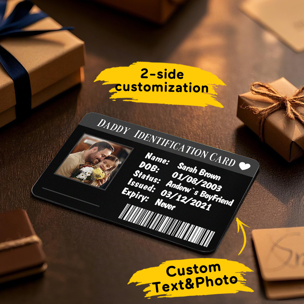 Cadeau De Fête Des Pères Carte Portefeuille En Métal Personnalisée Carte Portefeuille Photo En Aluminium Personnalisée Cadeaux Pour Carte D'identité Papa - MaPhotochaussetteFr