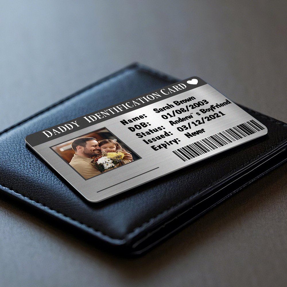 Cadeau De Fête Des Pères Carte Portefeuille En Métal Personnalisée Carte Portefeuille Photo En Aluminium Personnalisée Cadeaux Pour Carte D'identité Papa - MaPhotochaussetteFr