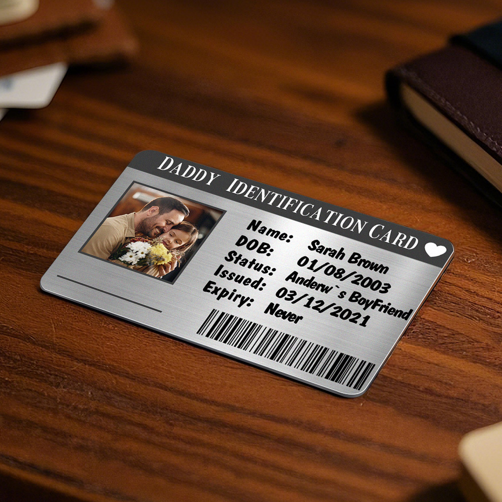 Cadeau De Fête Des Pères Carte Portefeuille En Métal Personnalisée Carte Portefeuille Photo En Aluminium Personnalisée Cadeaux Pour Carte D'identité Papa - MaPhotochaussetteFr