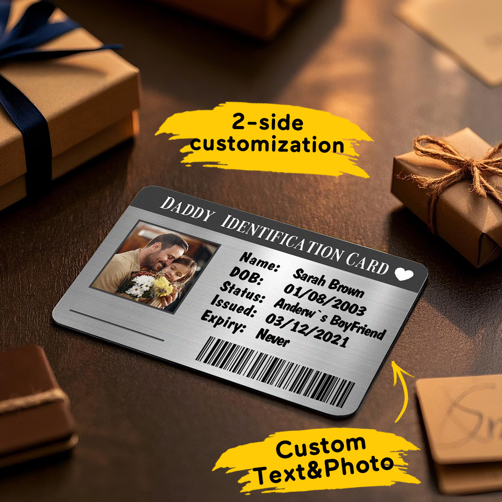 Cadeau De Fête Des Pères Carte Portefeuille En Métal Personnalisée Carte Portefeuille Photo En Aluminium Personnalisée Cadeaux Pour Carte D'identité Papa - MaPhotochaussetteFr