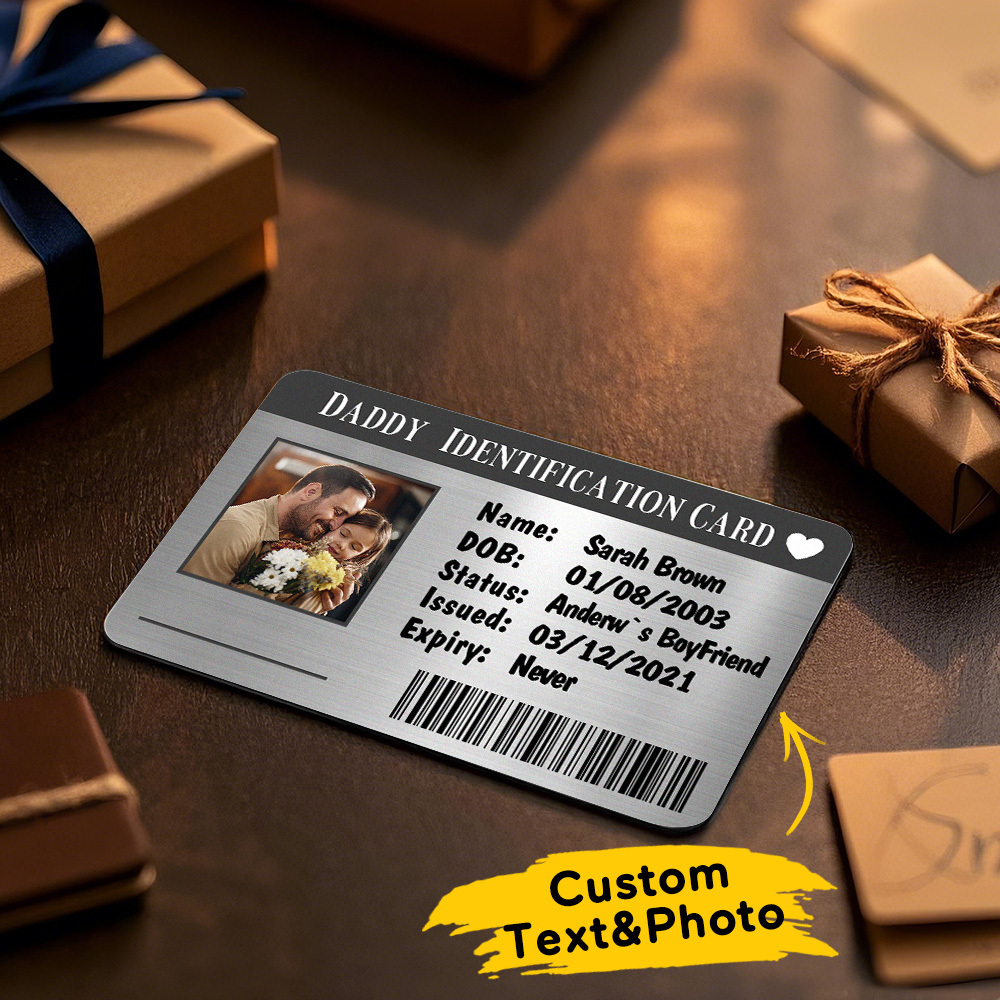 Cadeau De Fête Des Pères Carte Portefeuille En Métal Personnalisée Carte Portefeuille Photo En Aluminium Personnalisée Cadeaux Pour Carte D'identité Papa - MaPhotochaussetteFr