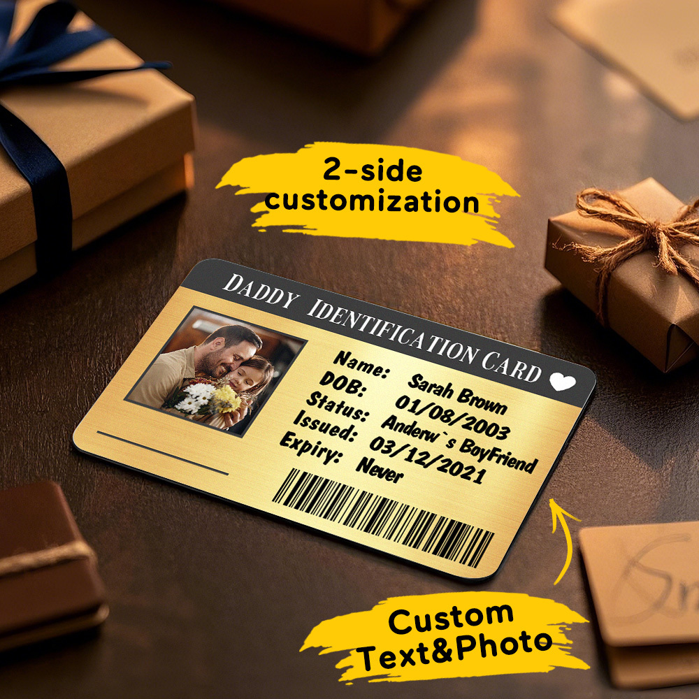 Cadeau De Fête Des Pères Carte Portefeuille En Métal Personnalisée Carte Portefeuille Photo En Aluminium Personnalisée Cadeaux Pour Carte D'identité Papa - MaPhotochaussetteFr