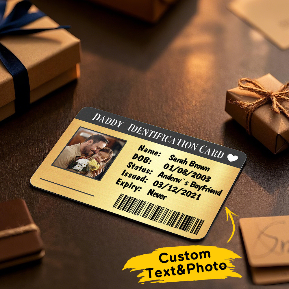 Cadeau De Fête Des Pères Carte Portefeuille En Métal Personnalisée Carte Portefeuille Photo En Aluminium Personnalisée Cadeaux Pour Carte D'identité Papa - MaPhotochaussetteFr