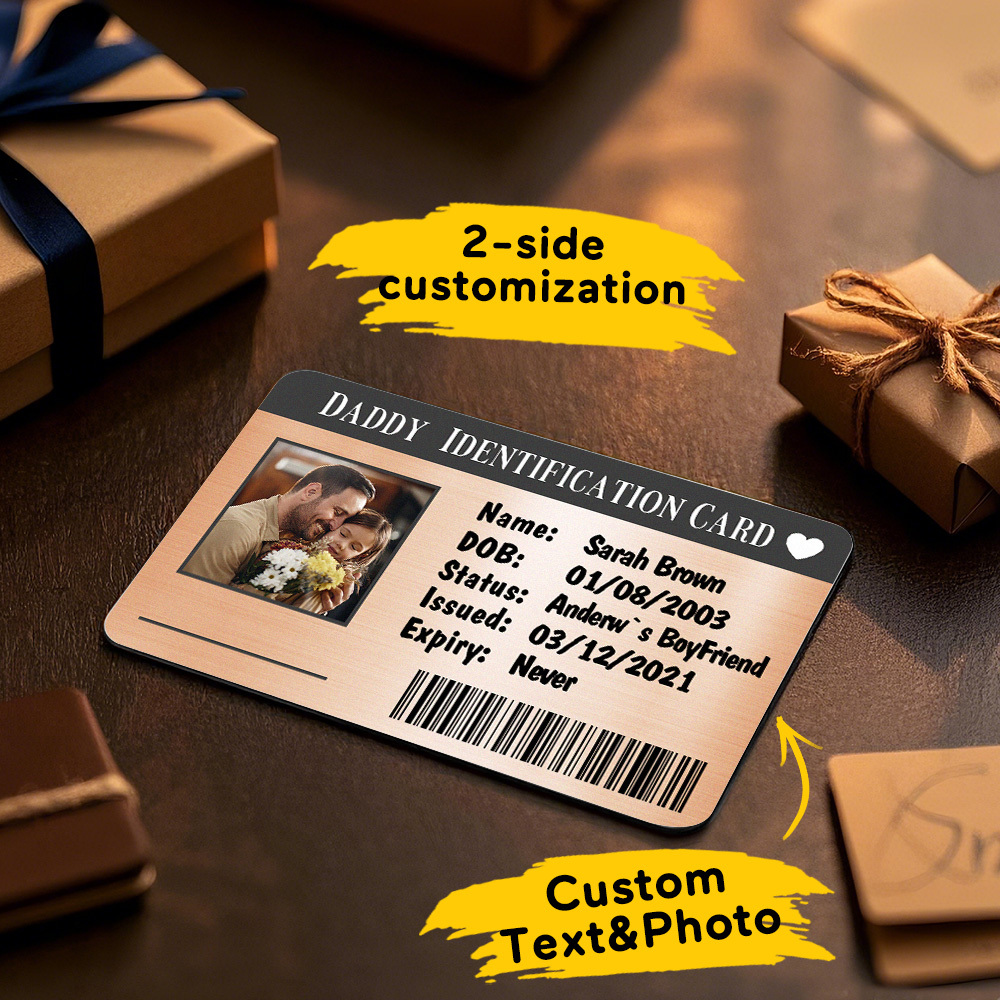 Cadeau De Fête Des Pères Carte Portefeuille En Métal Personnalisée Carte Portefeuille Photo En Aluminium Personnalisée Cadeaux Pour Carte D'identité Papa - MaPhotochaussetteFr