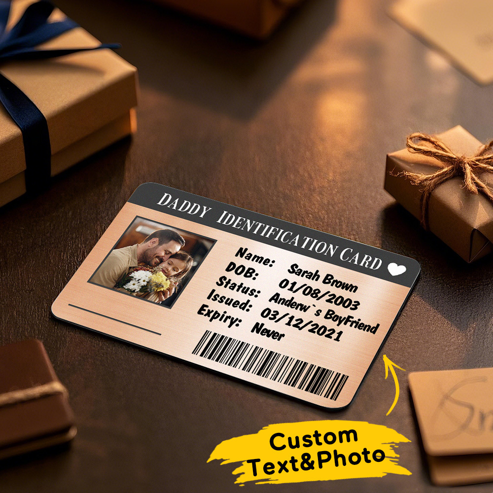 Cadeau De Fête Des Pères Carte Portefeuille En Métal Personnalisée Carte Portefeuille Photo En Aluminium Personnalisée Cadeaux Pour Carte D'identité Papa - MaPhotochaussetteFr