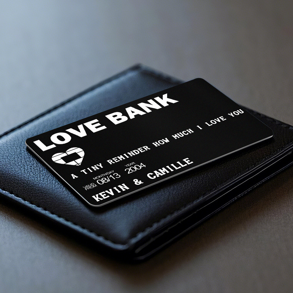 Cadeaux De Fête Des Pères Carte Portefeuille En Métal Personnalisée Carte Portefeuille Photo En Aluminium Personnalisée Love Bank - MaPhotochaussetteFr