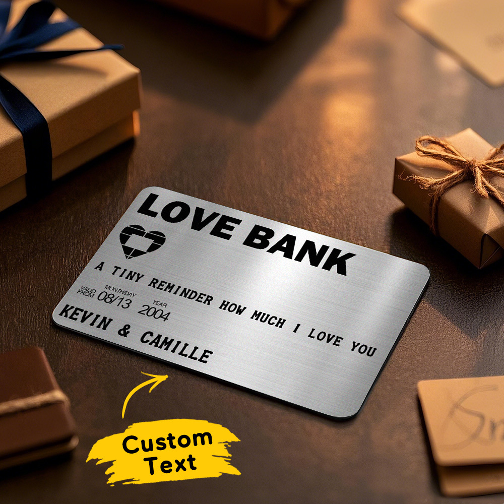 Cadeaux De Fête Des Pères Carte Portefeuille En Métal Personnalisée Carte Portefeuille Photo En Aluminium Personnalisée Love Bank - MaPhotochaussetteFr