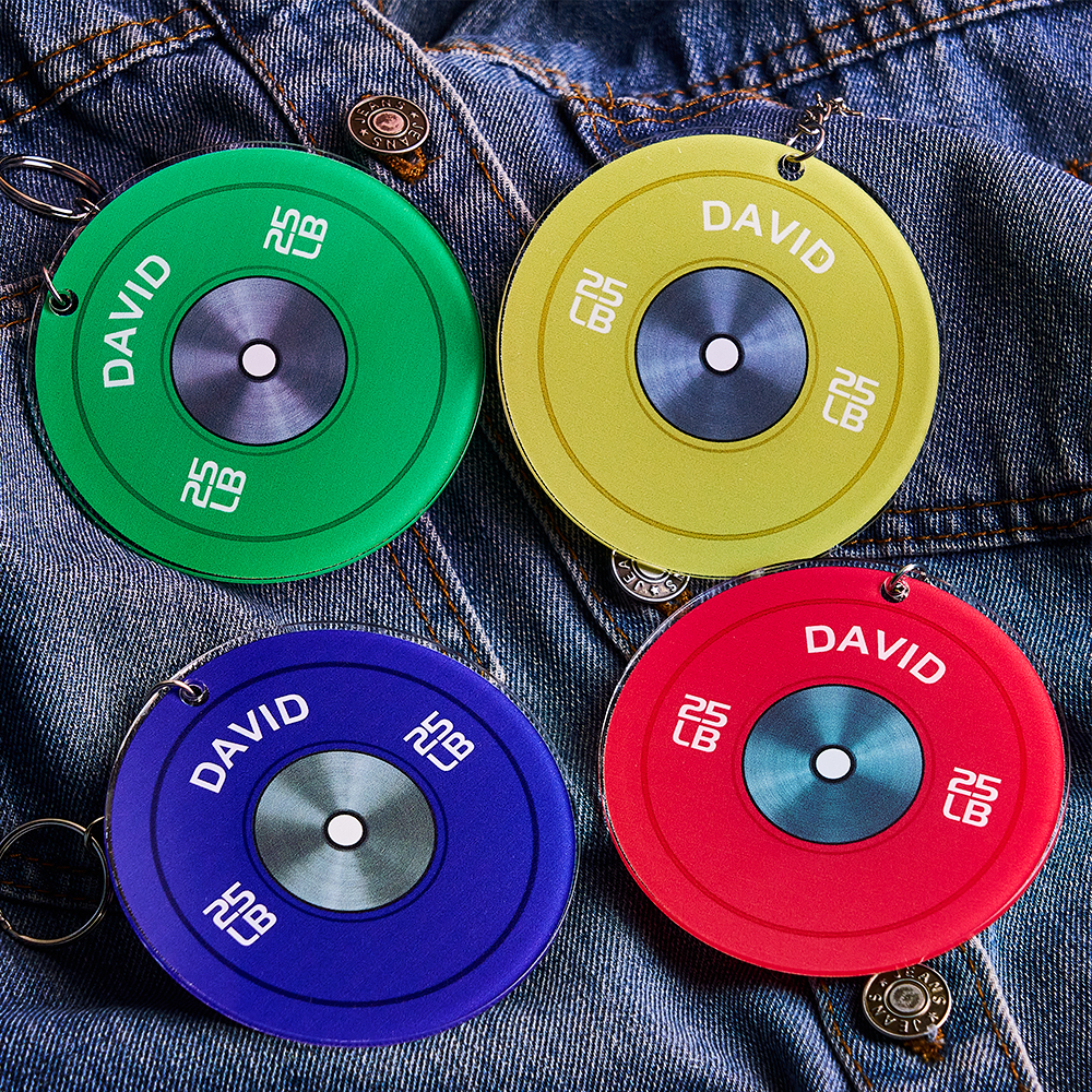 Porte-clés Personnalisé Avec Plaque De Poids, Plaque De Protection, Cadeau Pour Haltérophile, Culturiste, Gym, Amateur D'haltérophilie, Porte-clés D'haltérophilie - MaPhotochaussetteFr