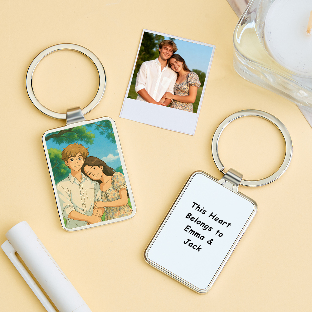 Porte-clés Photo De Couple Personnalisé Pour Noël, Cadeau Unique Pour Lui Ou Elle, Souvenir Romantique, Idée Cadeau Originale Pour Les Fêtes - MaPhotochaussetteFr