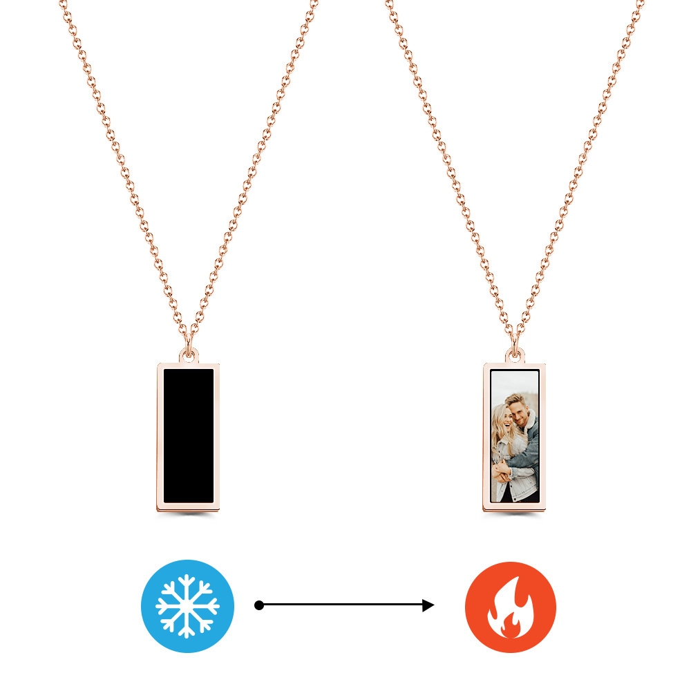 Collier Photo Personnalisé À Couleur Changeante, Sensible À La Température, Cadeau Photo Pour Amoureux - MaPhotochaussetteFr