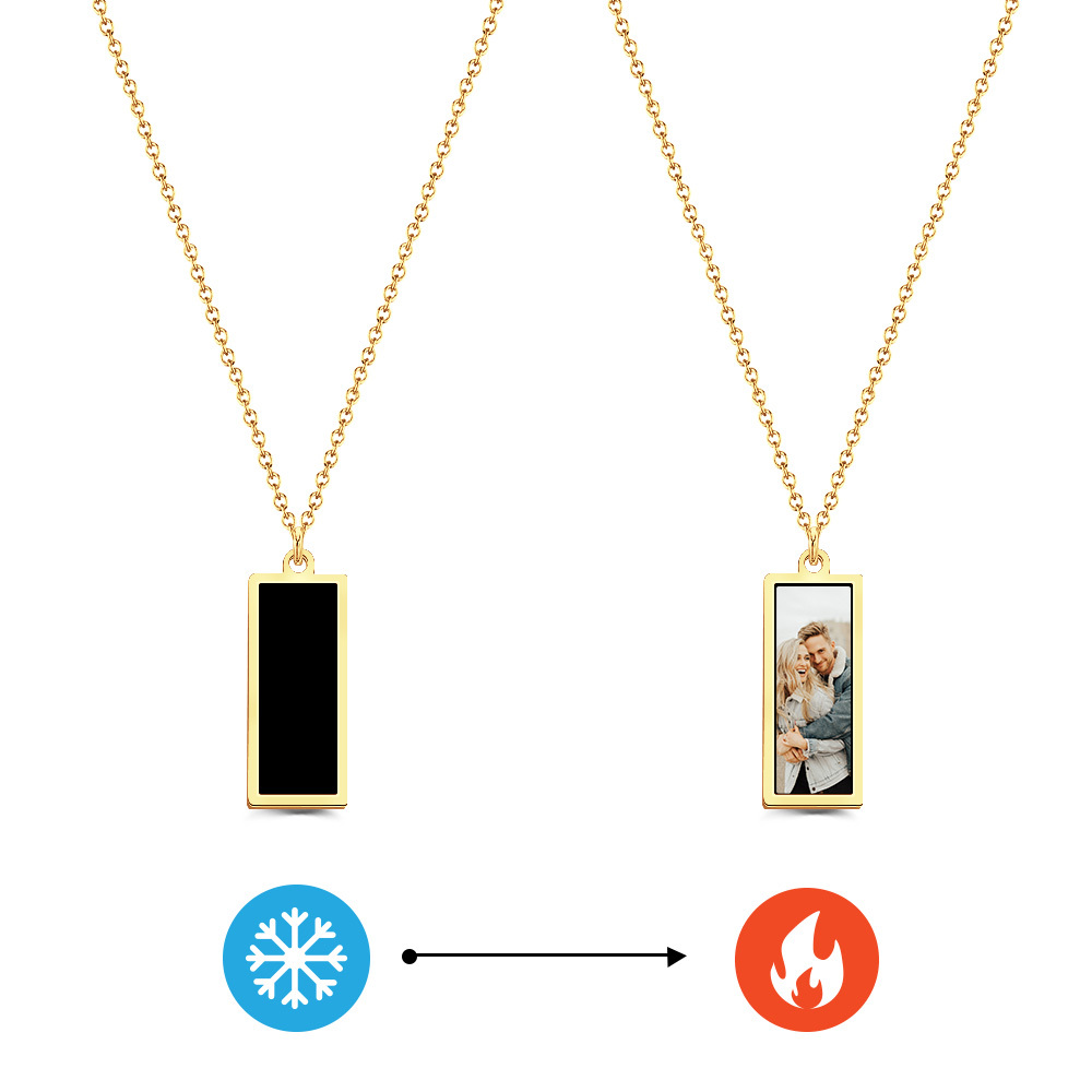 Collier Photo Personnalisé À Couleur Changeante, Sensible À La Température, Cadeau Photo Pour Amoureux - MaPhotochaussetteFr