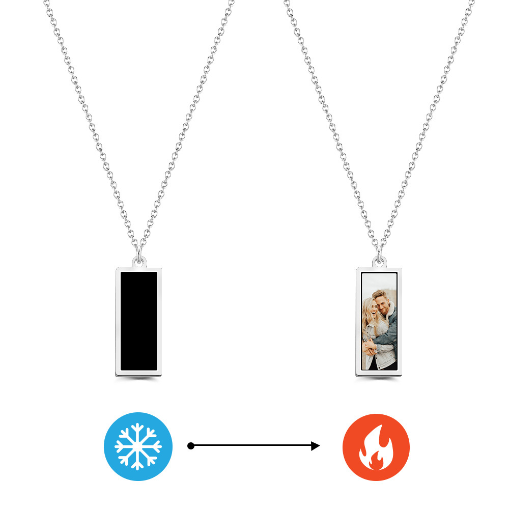 Collier Photo Personnalisé À Couleur Changeante, Sensible À La Température, Cadeau Photo Pour Amoureux - MaPhotochaussetteFr