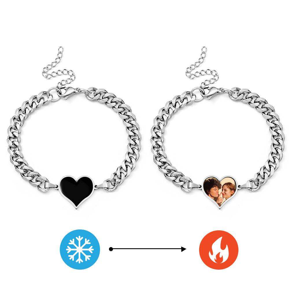 Bracelet Photo Personnalisé Sensible À La Température, Photo Magique Pour Hommes, Meilleur Cadeau Pour Lui - MaPhotochaussetteFr