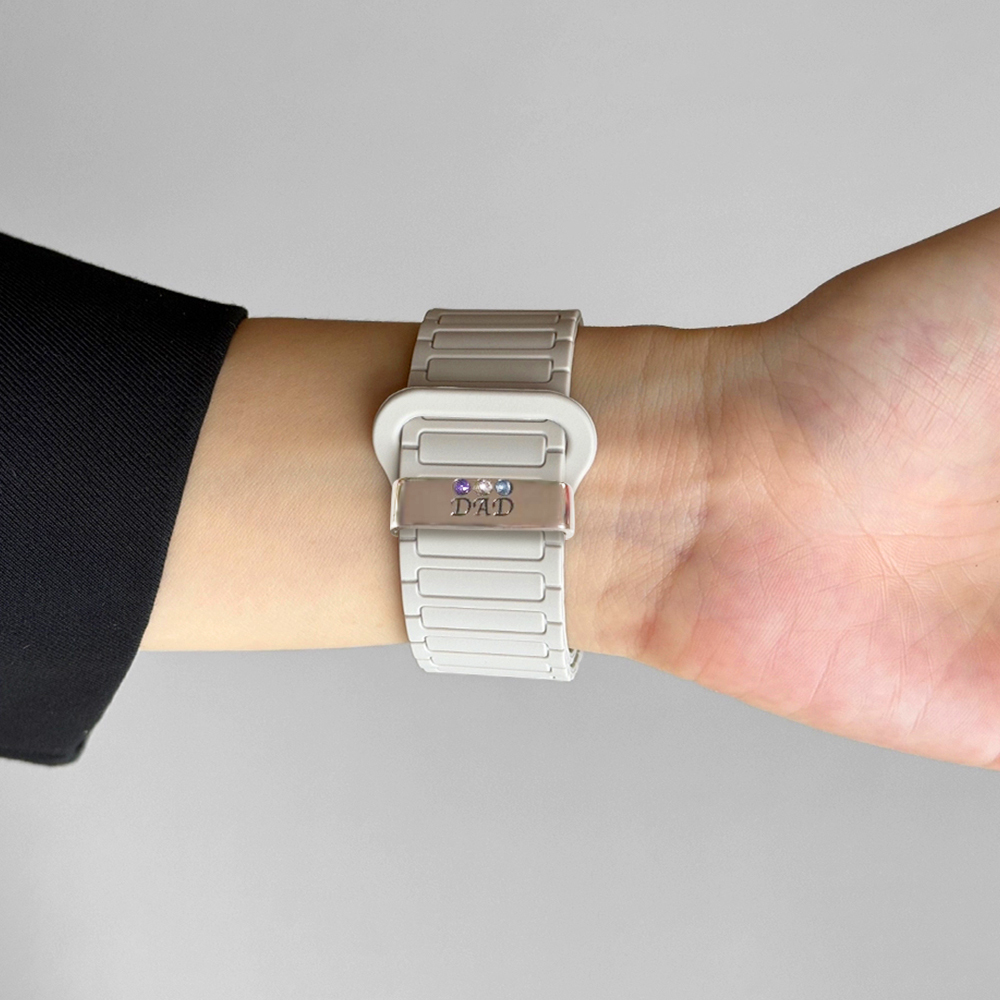 Bracelet De Montre Personnalisé, Cadeau De Fête Des Pères, Bracelet De Montre Avec Pierres De Naissance, Breloque Personnalisée Pour Montre, Cadeau Pour Grand-père - MaPhotochaussetteFr