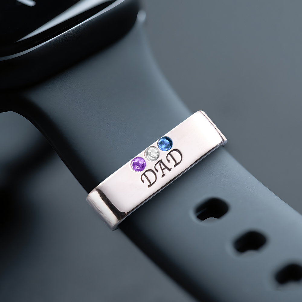 Bracelet De Montre Personnalisé, Cadeau De Fête Des Pères, Bracelet De Montre Avec Pierres De Naissance, Breloque Personnalisée Pour Montre, Cadeau Pour Grand-père - MaPhotochaussetteFr