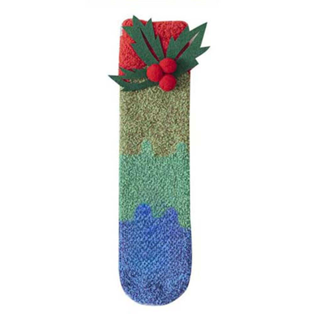 Chaussettes De Noël En Peluche Polaire Pour Femmes, Chaussettes De Sol D'hiver Pour La Maison, Cadeaux De Noël -