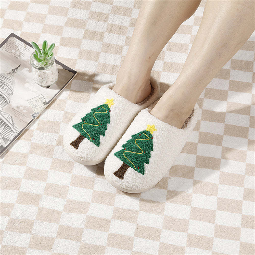 Pantoufles De Noël Chaussures D'arbre De Noël Pantoufles En Coton Pour La Maison -