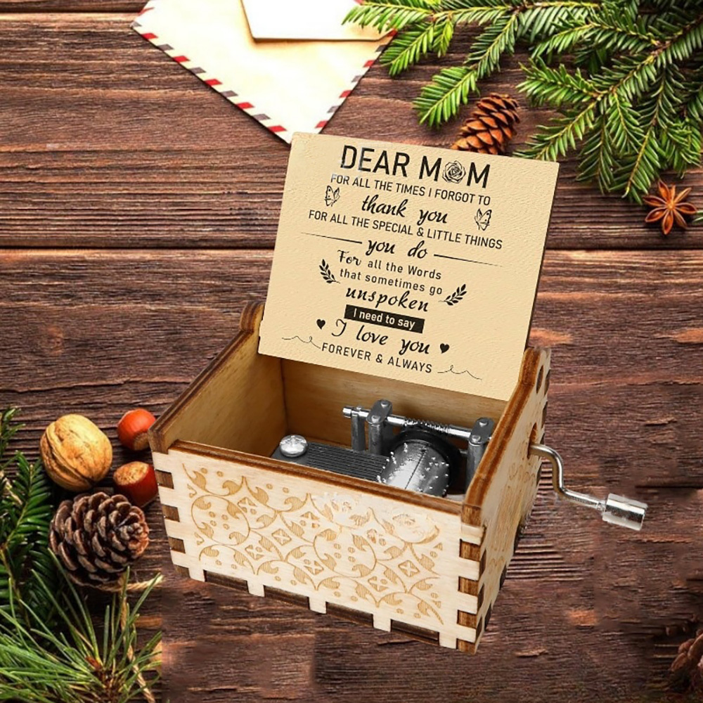 Boîte À Musique En Bois Pour La Fête Des Mères, Cadeau Pour Maman, N'oubliez Jamais Cette Boîte À Musique - MaPhotochaussetteFr